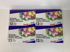 LOT OF 4 Pentel Arts - 1 Dozen Oil Pastels - 12 Colors Each Pack (4 BOXES)