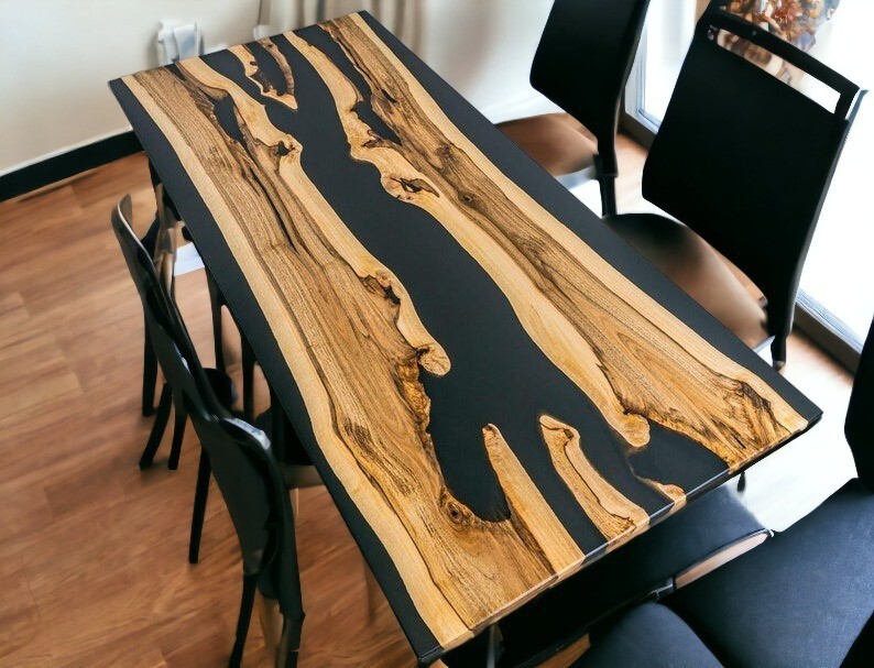 Epoxy dining table, black epoxy table, epoxy Tabletop, 60