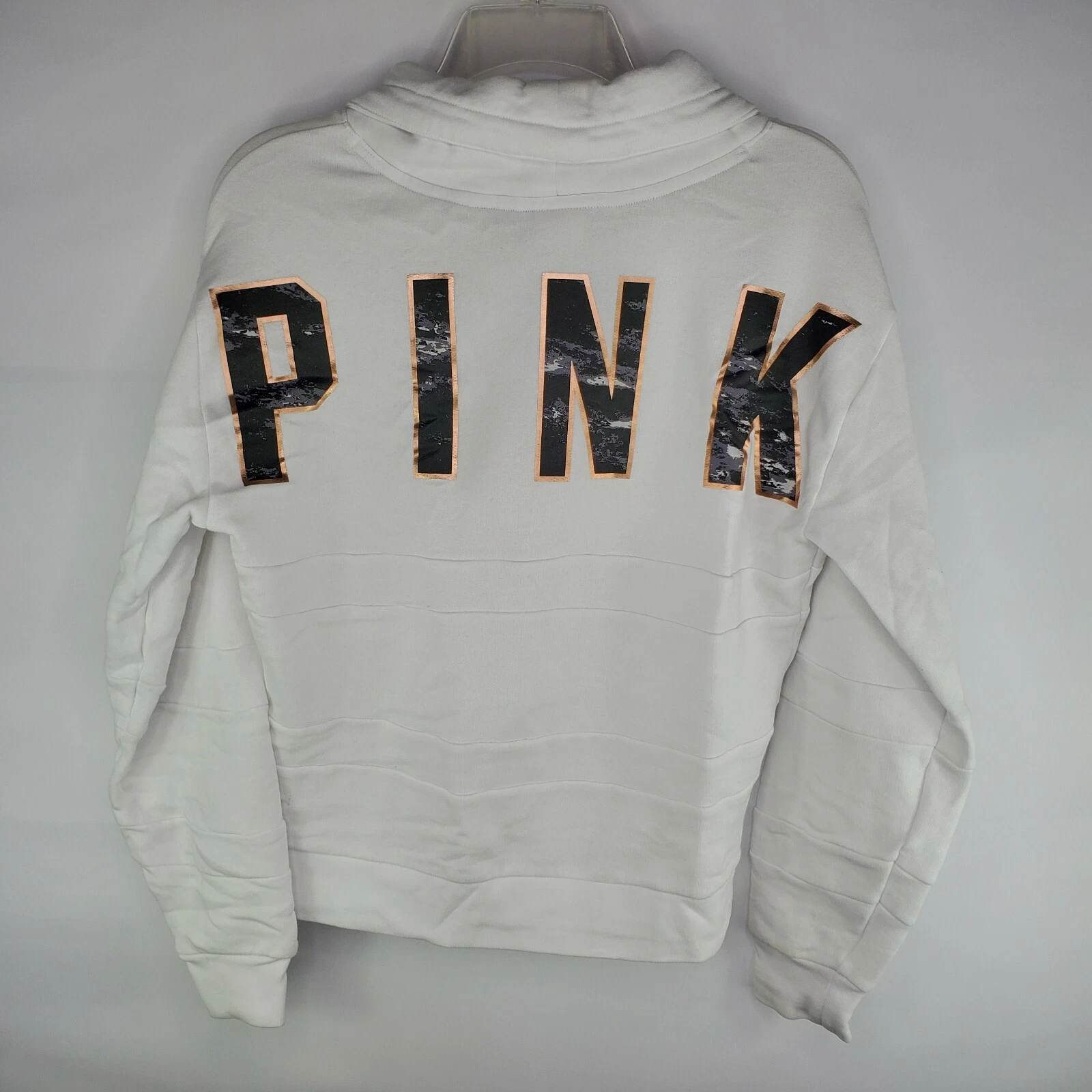 UNDERCOVER Felpa pullover Victoria Secret rosa oro rosa bianco crop donna taglia XS