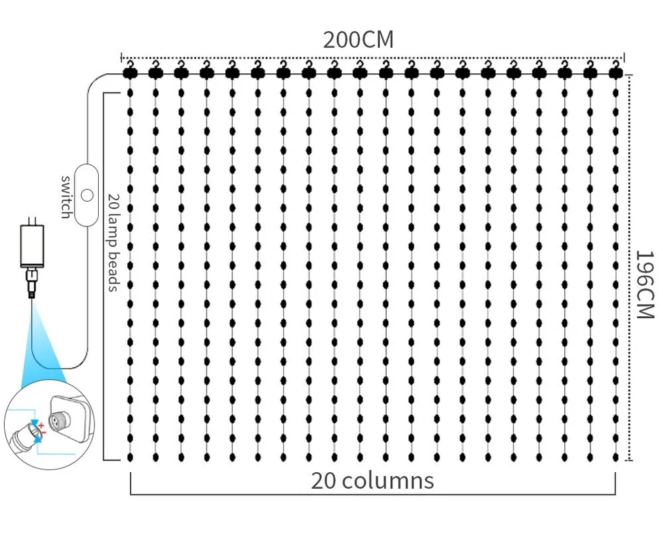 Smart Curtain LED String Light 400 Leds App Remote Controlled,Christmas Light - Image 3 of 4