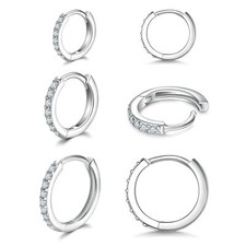 925 Sterling Silver Small Hoop Earrings Cubic Zirconia Huggie Hoop Earrings, ...