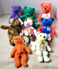8 Eight Assorted Beanbag Size Plush Bears