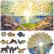 Wooden Jigsaw Puzzle for Adults by FoxSmartBox - 323 Pieces - The Sun