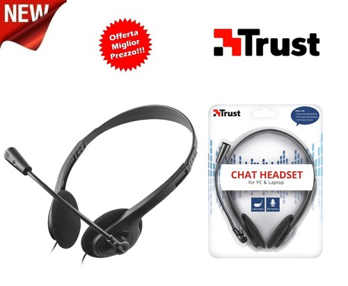 cuffie stereo TRUST con microfono flessibile e regolabile Chat Headset PC  LAPTOP | eBay