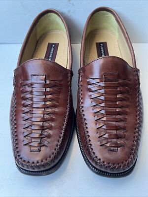 Florsheim Braided Brazilian leather loafers FLORSHEIM Brown Leather Braided Moc Toe Slip-On Dress Shoes  main image 2
