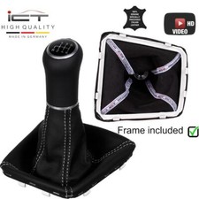 ICT Leder Schaltknauf  Rahmen Mercedes B Klasse W242 W246 Naht silber B04