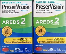 2 BAUSCH  LOMB PRESERVISION EYE VITAMIN AREDS 2 FORMULA 120 X2 240 SOFT GELS  