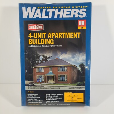 Walthers Cornerstone HO Scale 933-3781 4 Unit Apartment Building Kit