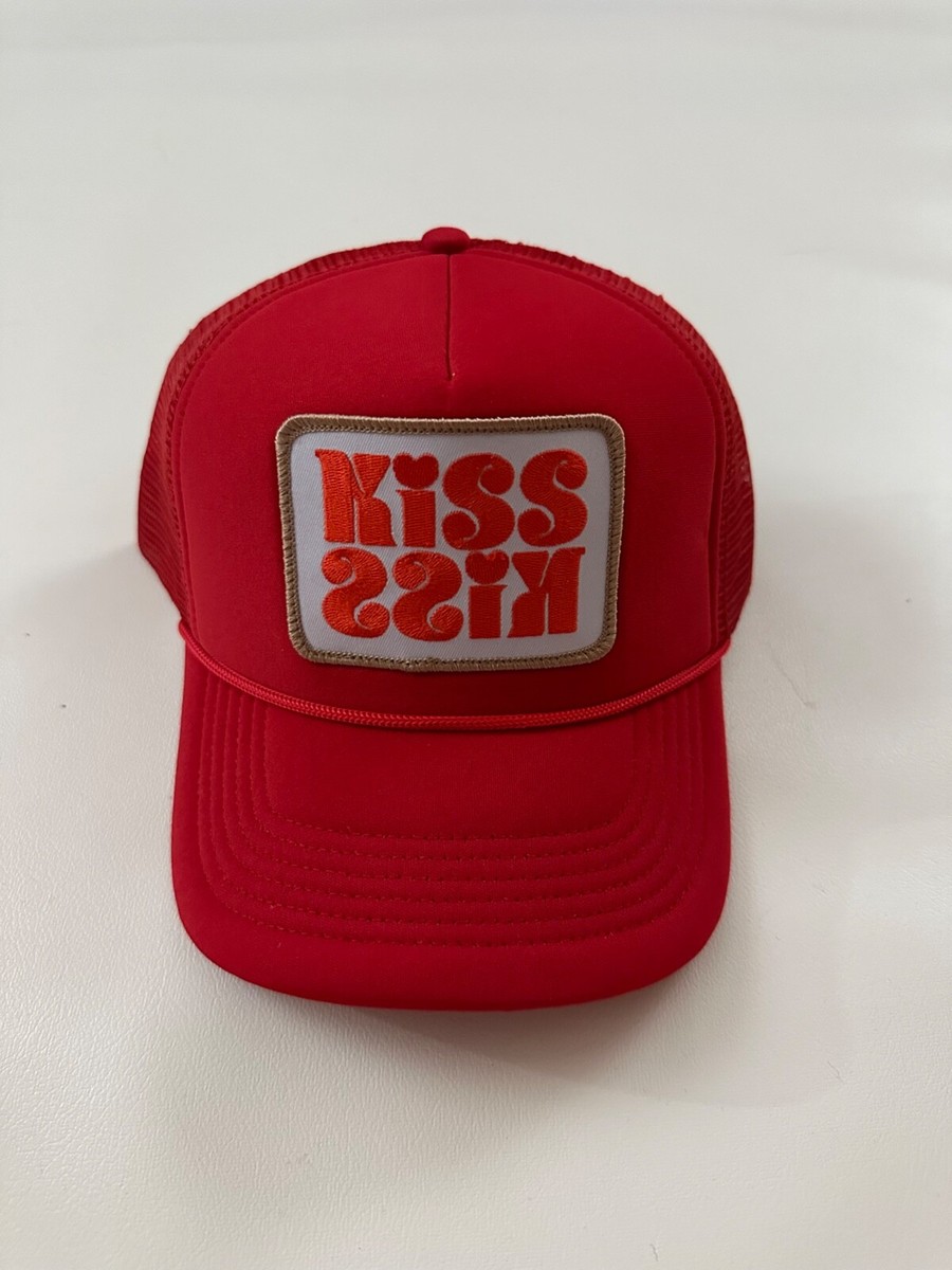 Capital Z Kiss Kiss Graphic Red Trucker Hat Cap One Size | eBay