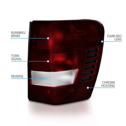 SE ADAPTA A 1999-2004 JEEP GRAND CHEROKEE LED LUCES TRASERAS ROJO OSCURO 2002 2003 2004 - Imagen 3 de 3