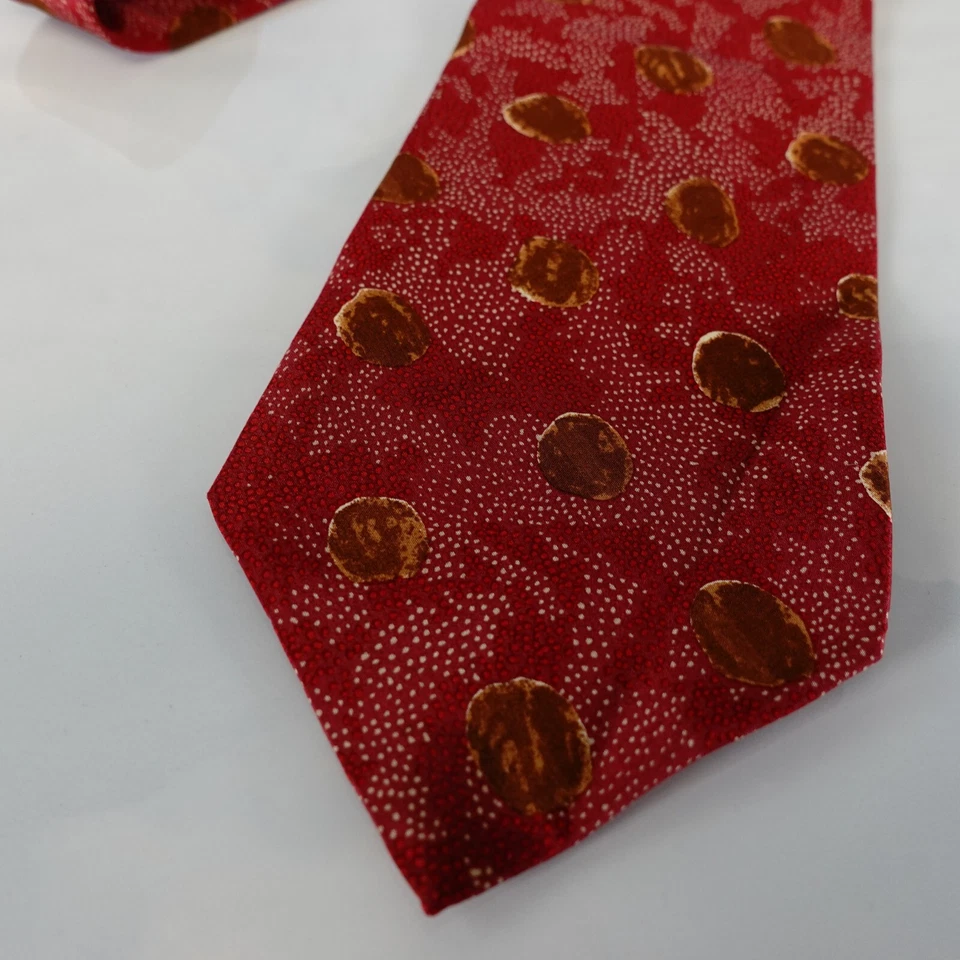 PERRY ELLIS 领带男式红色棕色简单圆点微型重复套装 Galaxy — 第 4/4 张图片