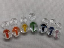 Glass Mushroom Pendant Lot 12 Pieces Hand Blown 8 Colors 1/2" Approximate Size