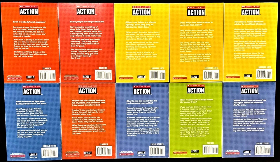 6th and Up - Scholastic ACTION - LEVEL 1  (10 books)  for STRUGGLING READERS - Image 2 of 2