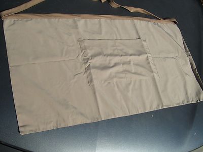 NEW WAIST CHEF'S , SERVER TWO POCKET APRON PROFESSIONAL 2- TONED TAN WELL MADE 