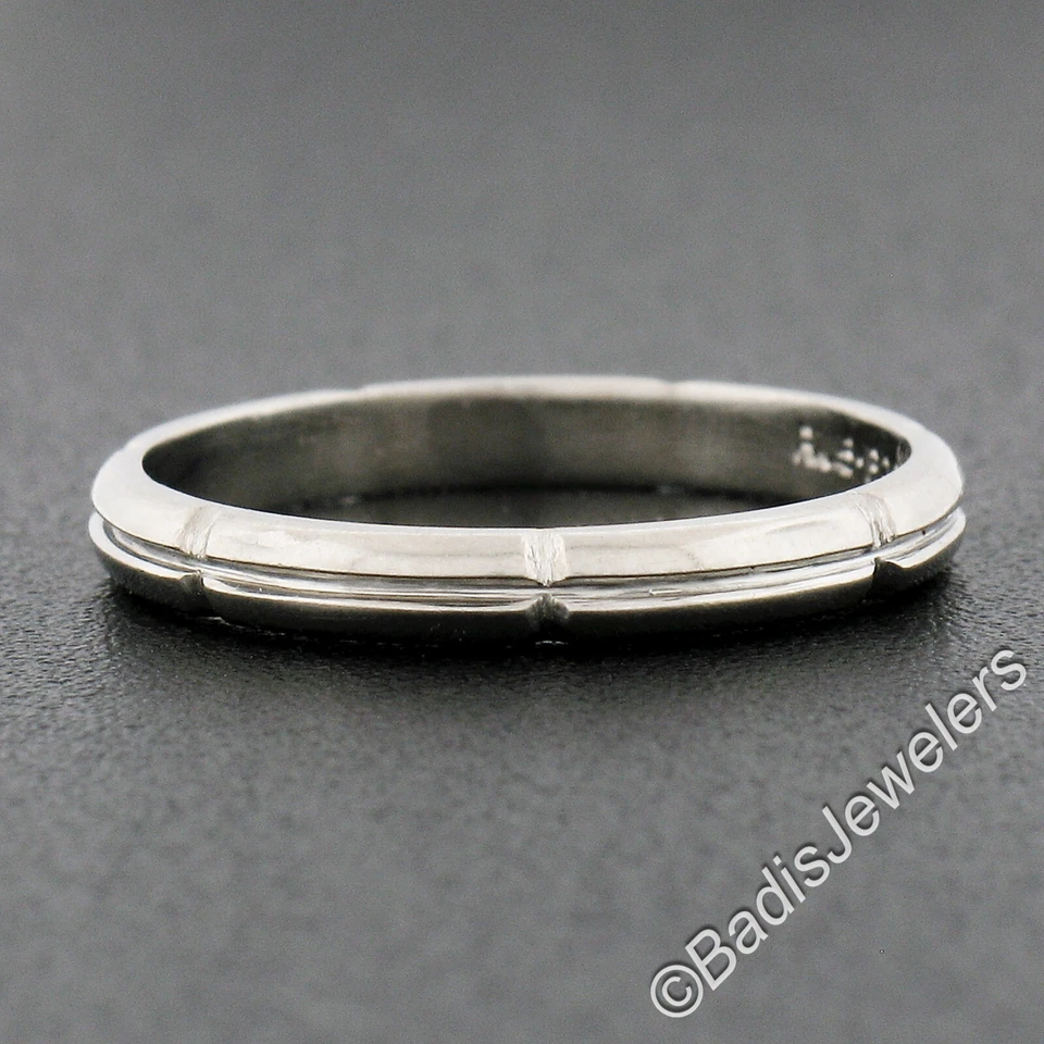 Anillo de boda apilable vintage de paladio de 2,45 mm pellizcado acanalado eternidad Foto 3 de 4