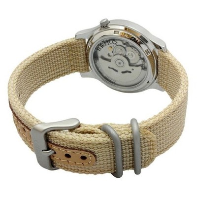 New Seiko 5 Automatic SNK803 SNK803K2 Beige Nylon Strap Watch | eBay
