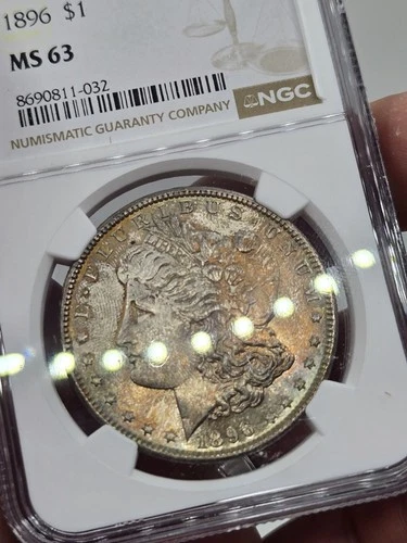 1896-p Morgan $1 Dollar -71- Graded NGC MS63 FULL Toned