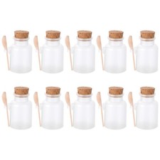 10pcs Small Plastic Wood Bath Salt Storage Bottles Cosmetic Powder Jars 100 g