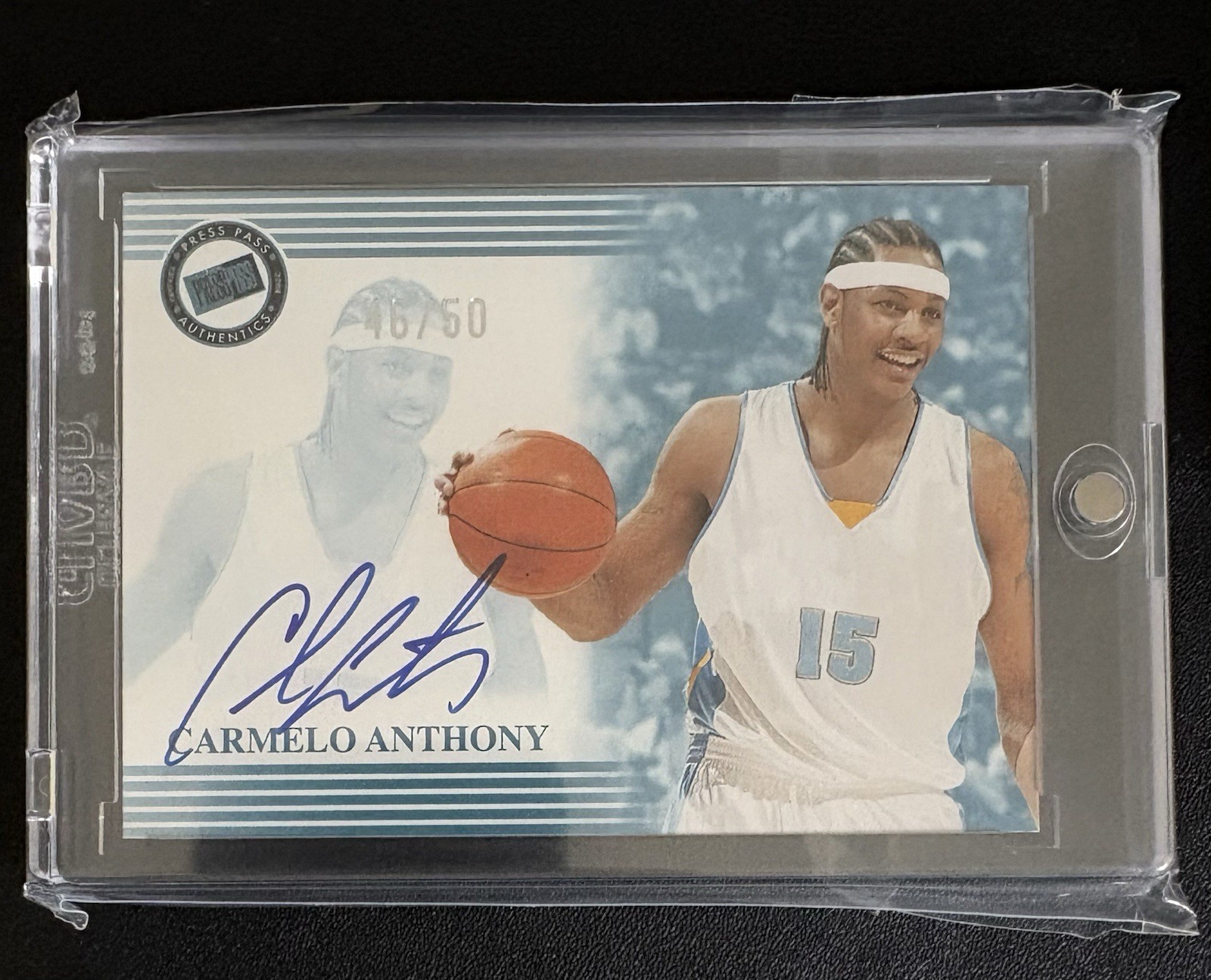 2004 Press Pass Autographs Blue #38 Carmelo Anthony /50