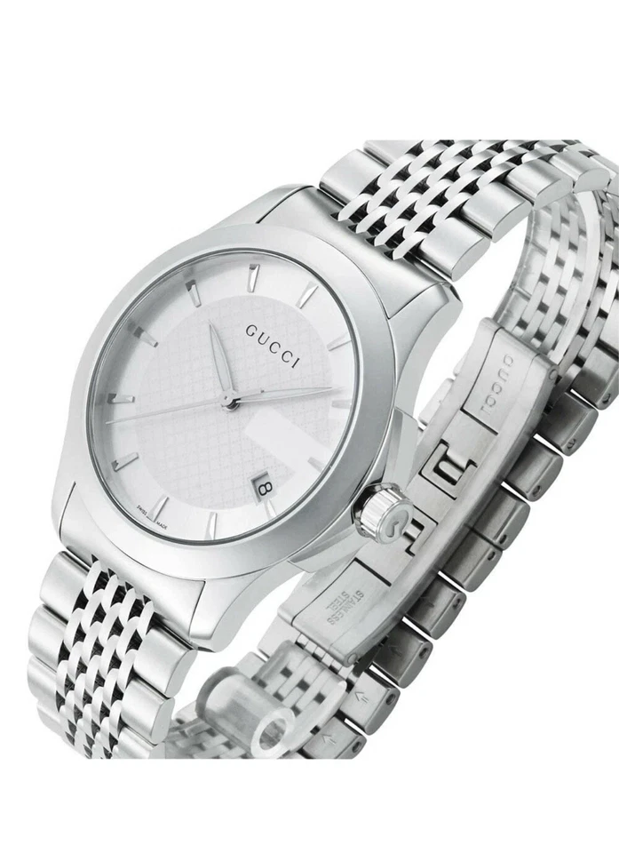 GUCCI YA126401 Date G Timeless Silver Tone Stainless Steel Bracelet Men's Watch - Image 3 of 4