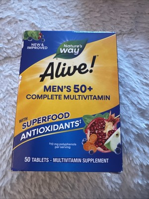 Alive! Men's 50+ Multi-Vitamin & Multi-Mineral 50 Count Exp 09/2026