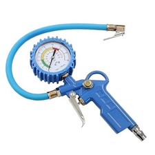 Tire Inflator with Pressure Gauge 0-220PSI Dial Wheel Air Tyre Pressure Blue