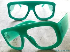 Oversized Exaggerated Vintage Retro Clear Lens EYE GLASSES Thick Turquoise Frame