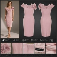 Vera Mont Cocktailkleid Rosa Off-Shoulder Volants Gr. 42 Etuikleid Neu