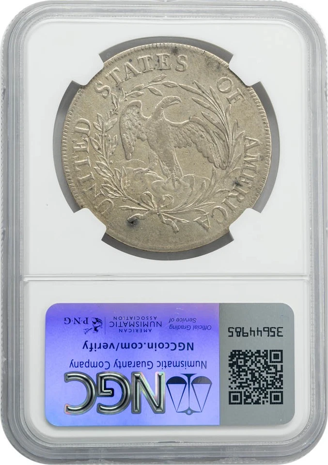 1797 Draped Bust Dollar $ 10x6 Lg Letters BB-74 B-3 AU50 NGC 950734-15 - Image 2 of 4