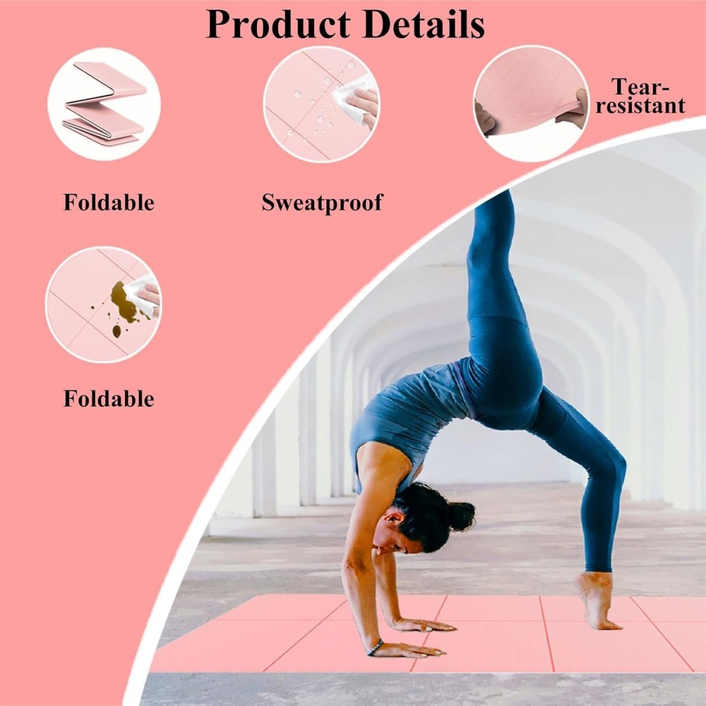 Travel-Friendly 1/4" Thick Non-Slip Foldable Yoga Exercise Mat