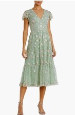 Mac Duggal Sage Sequin Dress Size 12. Gorgeous Embroidered Roses With Sequins