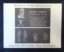 Johnny Bench Retire Cincinnati Reds Walk of Fame Inaugural ORIGINAL Certificate