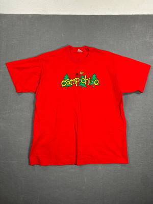 Vintage Camp Chi-O Tshirt Mens Size XL Red Pine Trees Single Stitch Streetwear