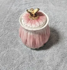 The Bombay Co Pink/ Green Floral Sugar With Bumblebee Lid