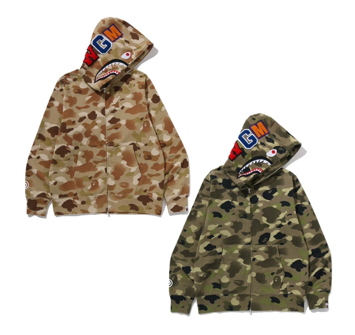 A BATHING APE スカジャン A BATHNIG APE Men's GRADATION CAMO SHARK FULL ZIP HOODIE