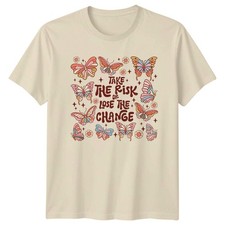 Butterfly Take The Risk T-Shirt Boho Natur Grafik Tee