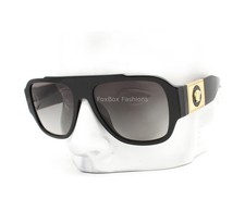 Versace Sunglasses VE 4436-U GB1/11 Thick Black / Gold Square Frame w/case