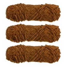 3 Skeins Chenille Yarn Soft Blanket Yarn 3x100gr/3.5oz 3x131yds Caramel