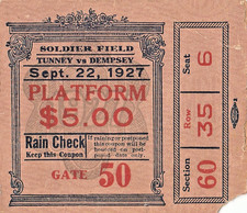Jack Dempsey vs. Gene Tunney 9/22/1927 Boxing Ticket Stub-Long Count
