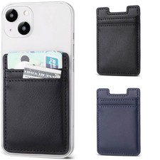 Phone Wallet Stick on,2Pack Card Holder for Back of Black,Navy Blue Version2