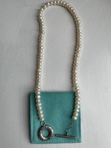 Tiffany & Co. 5mm Pearl Toggle Charm Necklace, Silver