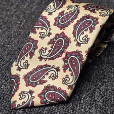 Christian Dior Vintage Tie Beige Paisley Silk Made in USA Italy Fabric Necktie