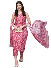 GoSriKi Women's Rayon Blend Straight Printed Kurta with Pant  Dupatta