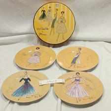 Rosanna Set of 4 Dessert Plates (Mid‑Century Fashion Women, Yellow)