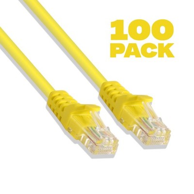 100 Pack - 1ft Cat5e Cable Ethernet LAN Network RJ45 Patch Cord Internet Yellow