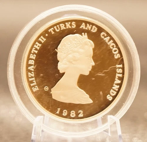 1982 TURKS & CAICOS SILVER 10 CROWNS WORLD SOCCER NGC PF 67 ULTRA CAMEO