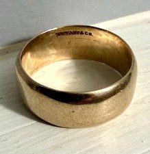 TIFFANY & CO. Vintage 14k Yellow Gold Wedding 8mm Band Ring, 7.6 grams