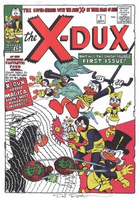 DON ROSA Parodie Druck / parody print X-MEN #1 / X-DUX Cover SIGNIERT / signed