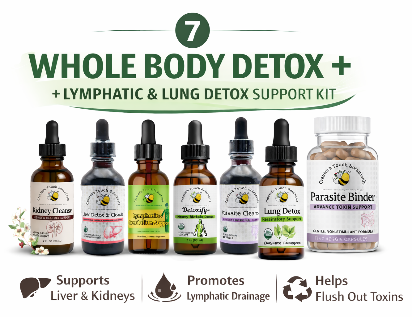 7- Whole Body Complete Detox Kit | Parasite + Heavy Metals + Liver Kidney, Lung,