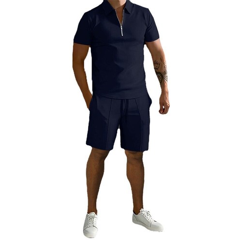 2 PCS Set Mens Summer Outfit Short Sleeve T Shirts Shorts Sets Casual Sweatsuit - Picture 11 of 32